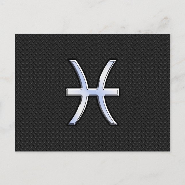Cartão Postal Peixes Símbolo Zodíaco no Estilo Preto da Pele Cob (Frente)