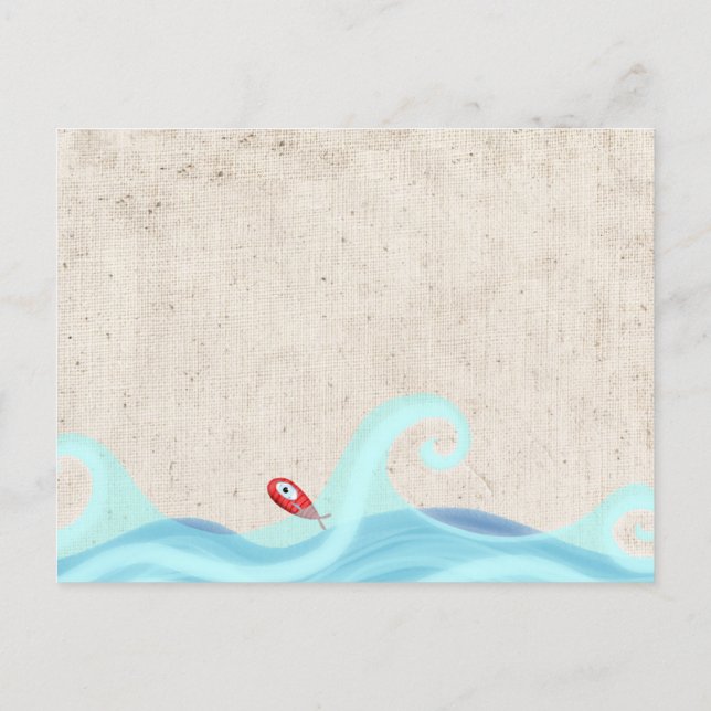 Cartão Postal Peixes Surfando Ondas (Verso)