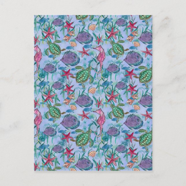 Cartão Postal Peixes Tropicais Arte Oceânica (Frente)