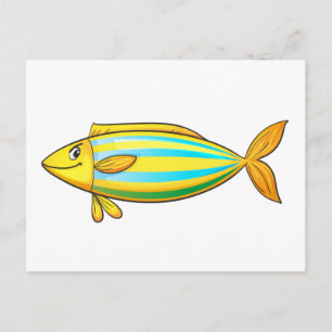 Cartão Postal Peixes tropicais isolados em branco