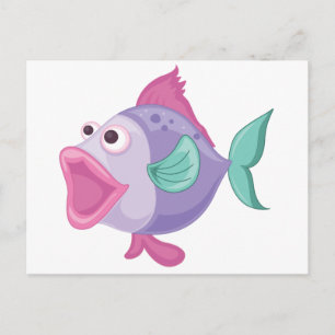 Cartão Postal Peixes tropicais isolados em branco