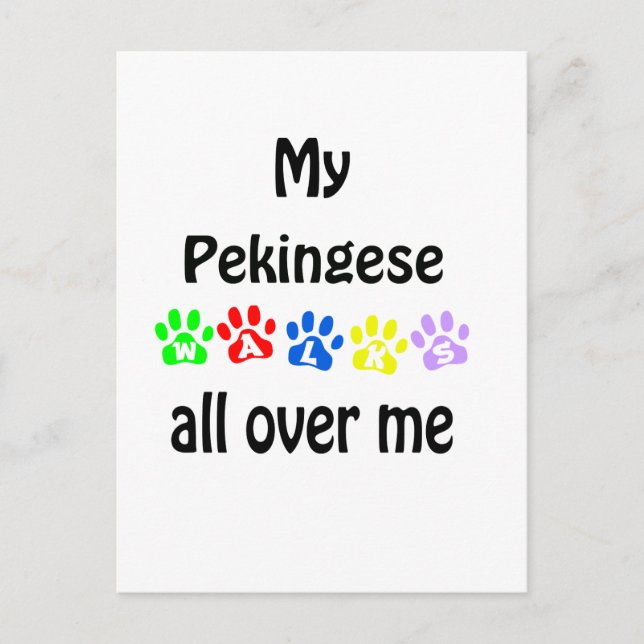 Cartão Postal Pekingese Walks Design (Frente)