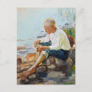 Cartão Postal Pekka Halonen, Menino na costa CC0741 Finlândia
