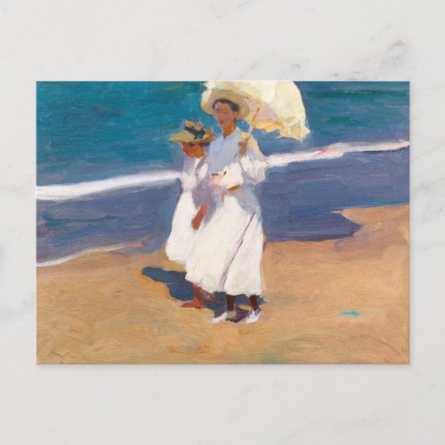 Cartão Postal Pela praia | Joaquín Sorolla (Frente)