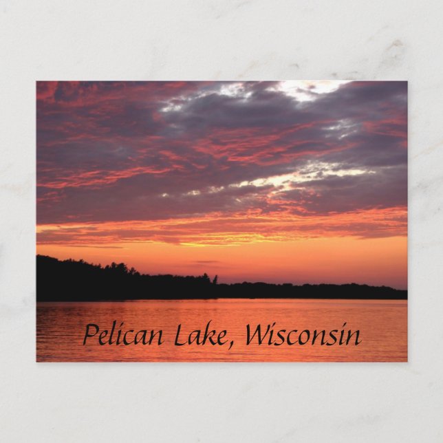 Cartão Postal Pelican Lake Sunset, Wisconsin (Frente)