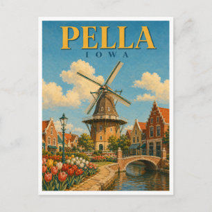Cartão Postal Pella Iowa Dutch Windmill GeoSaga