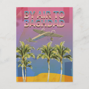 Cartão Postal Pelo Ar Para Bagdá Cartaz de Viagem Vintage