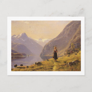 Cartão Postal Pelo fiorde (norueguês), por Hans Dahl