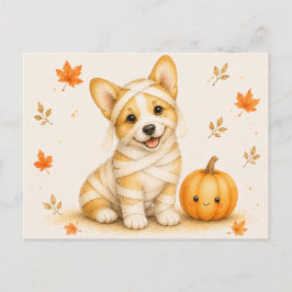 Cartão Postal Pembroke Welsh Corgi Múmia Halloween