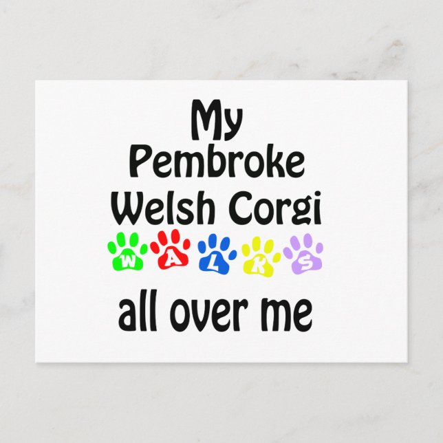 Cartão Postal Pembroke Welsh Corgi Walks Design (Frente)