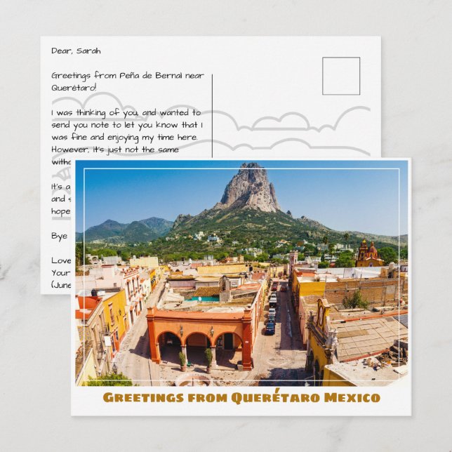 Cartão Postal Peña de Bernal Perto de Querétaro México (Frente/Verso)