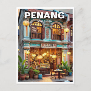 Cartão Postal Penang Malásia Shophouse Storefront Viagem