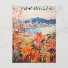 Cartão Postal Penang Malaysia Travel City Painting Aesthetic