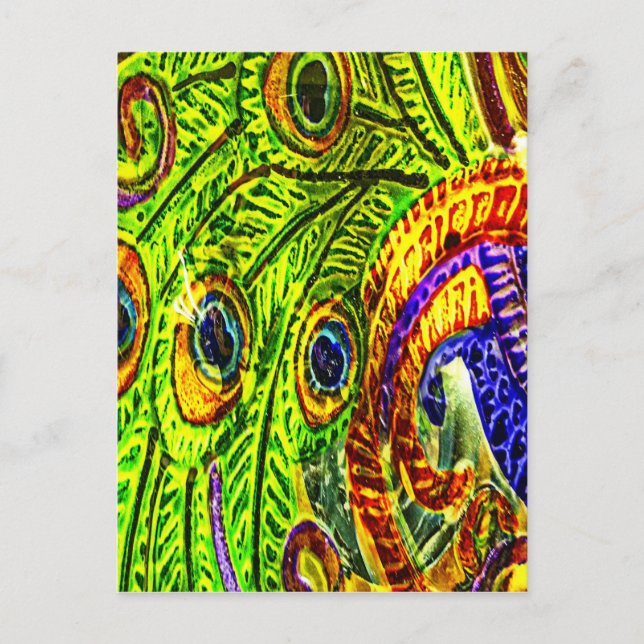 Cartão Postal Penas de Peacock (Frente)