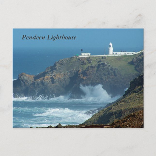 Cartão Postal Pendeen Lighthouse Cornwall England Foto (Frente)