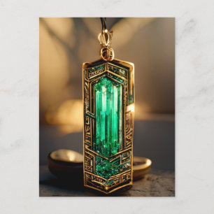 Cartão Postal Pendente Deco de Arte Esmeralda
