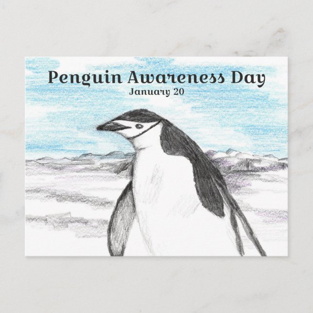 Cartão Postal Penguin Awareness Day January 20 Winter (Frente)