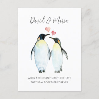 Cartão Postal Penguin Casal Te Ama Para Sempre Aniversário