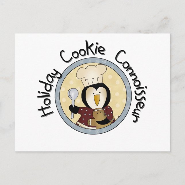 Cartão Postal Penguin Cookie Connoisseur T-shirts e presentes (Frente)