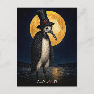 Cartão Postal Penguin Gótico Chapéu Alto gótico Surrealista
