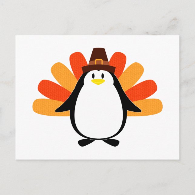 Cartão Postal Penguin Pilgrim Turkey mash-up (Frente)