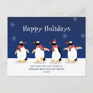 Cartão Postal Penguins Red Scarf Christmas Corporate Saudação 