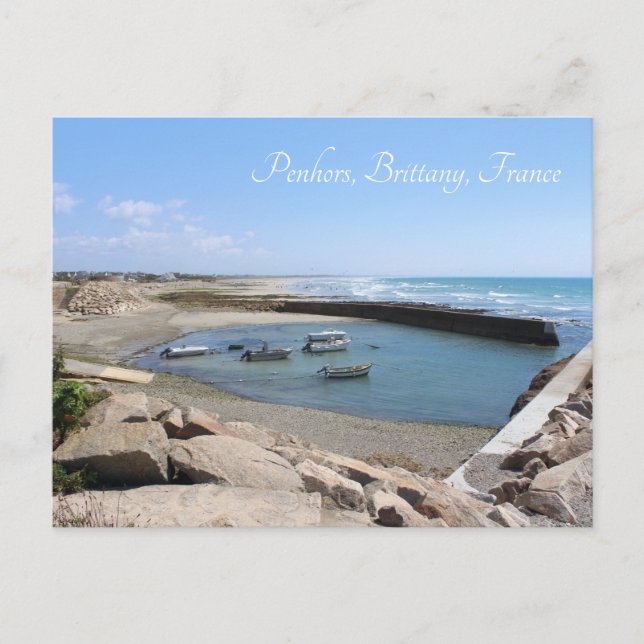 Cartão Postal Penhors Harbor e Bay, Bretanha, França (Frente)