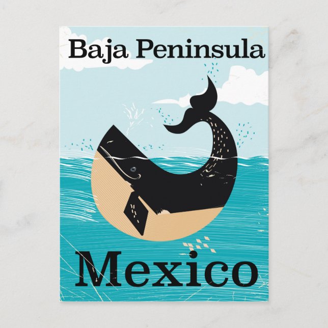 Cartão Postal península da baja México pôster de viagem (Frente)