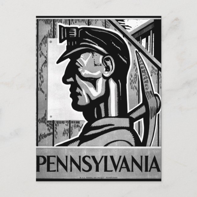 Cartão Postal Pennsylvania Coal Poster WPA 1938 (Frente)