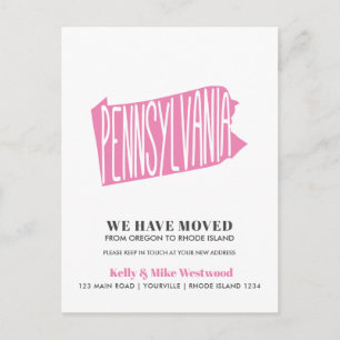 Cartão Postal PENNSYLVANIA Mudamos Novo endereço Nova Casa 