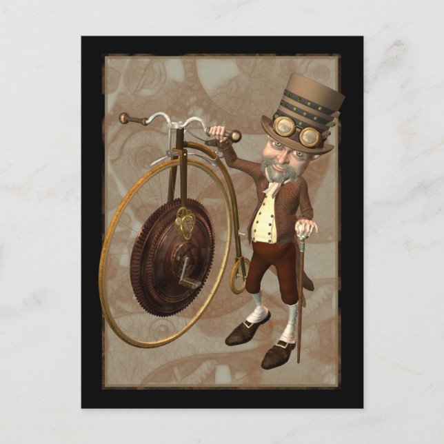 Cartão Postal Penny Farthing Steampunk (Frente)