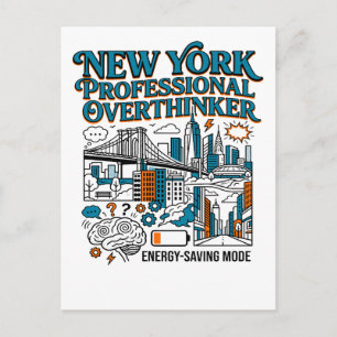 Cartão Postal Pensador Excessivo de Nova York Modo de Economia d
