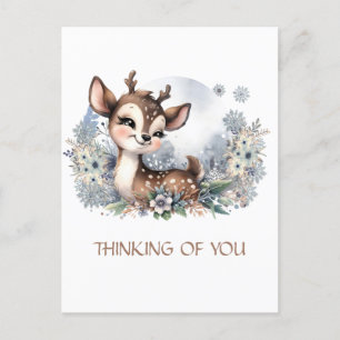 Cartão Postal Pensamento Personalizado de você, cervo fofo de in