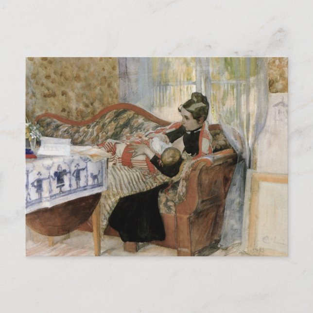 Cartão Postal Pensamentos de mãe de amamentar o bebê (Frente)