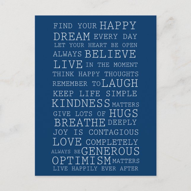 Cartão Postal Pensamentos positivos (Frente)