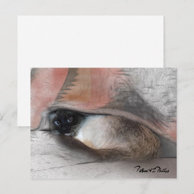 Cartão Postal Pensando Em Seu Adorável Gatinho Siamês (Frente/Verso)