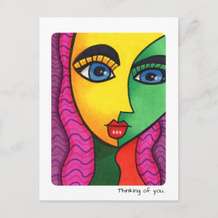 Cartão Postal Pensando Em Sua Colorida Abstrato