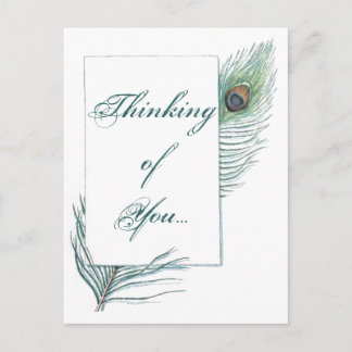 Cartão Postal Pensando em sua pena de peacock inspiracional