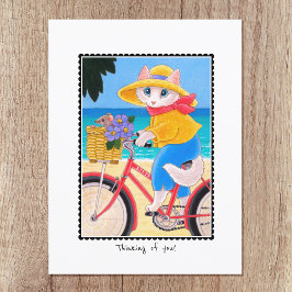 Cartão Postal 'Pensando em você' Bicicleta de Gato e Rato Person