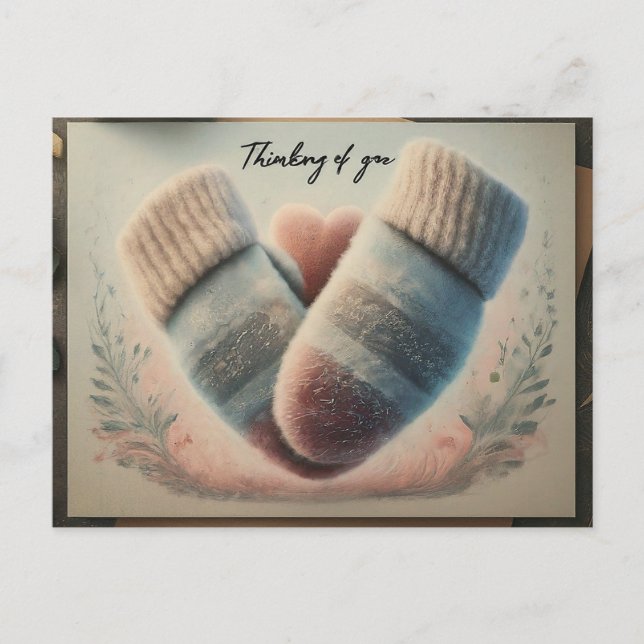 Cartão Postal "Pensando em você com desejos e cuidados aquecidos (Frente)