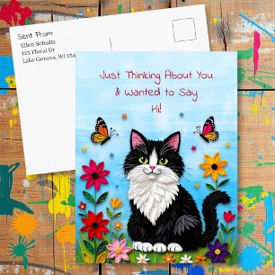 Cartão Postal Pensando em Você Dizer Olá Personalizado