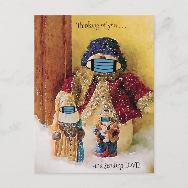 Cartão Postal Pensando em você e enviando Papais noeis de amor S (Frente)