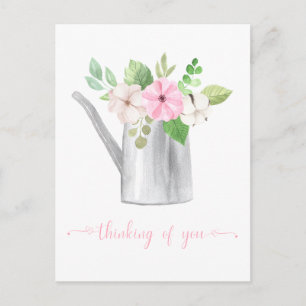 Cartão Postal Pensando em você Flores Brancas Rosa em Água