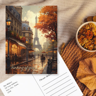 Cartão Postal Pensando em você Paris na cena da cidade no outono