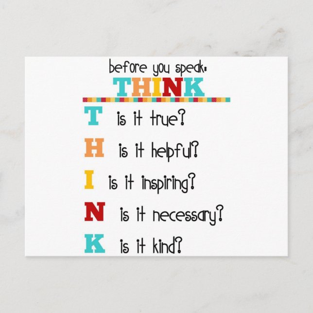 Cartão Postal Pense antes de falar (Frente)