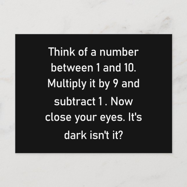 Cartão Postal Pense em um número entre 1 e 10...| gi sarcástico (Frente)