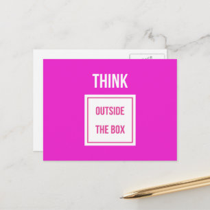 Cartão Postal Pense fora da caixa, aspas, rosa profundo