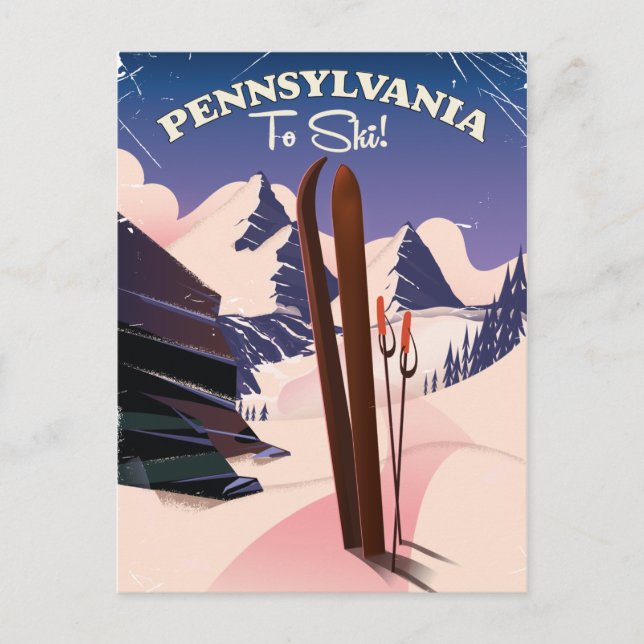 Cartão Postal Pensilvânia A Ski (Frente)