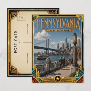Cartão Postal Pensilvânia Arte Deco Vintage Era de Ouro