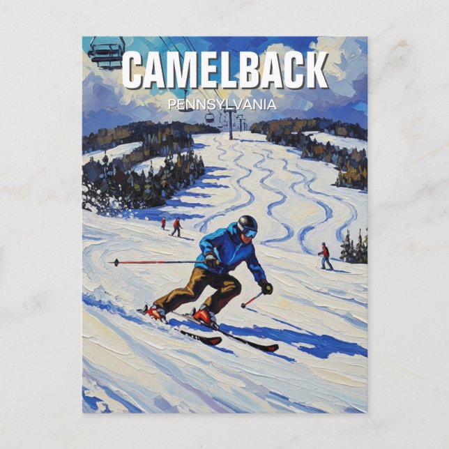 Cartão Postal Pensilvânia Camelback Tannersville Skiing (Frente)